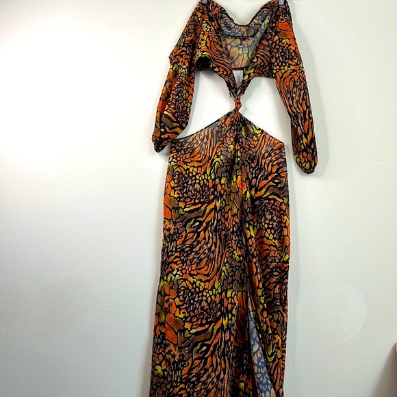 Chiffon beach cut out chiffon cover up dress PLT - Picture 3 of 4